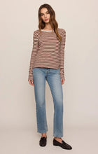 Load image into Gallery viewer, Z SUPPLY JUNIE LONG SLEEVE STRIPE SLUB TEE - DARK ROSEWOOD
