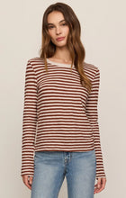 Load image into Gallery viewer, Z SUPPLY JUNIE LONG SLEEVE STRIPE SLUB TEE - DARK ROSEWOOD

