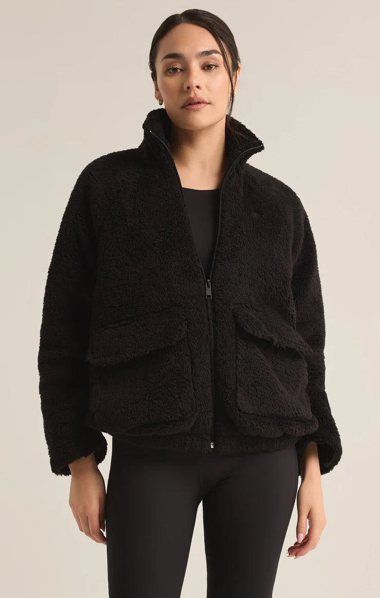 Z SUPPLY JACKSON TEDDY SHERPA JACKET - BLACK