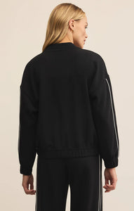 Z SUPPLY ON TRACK OVERSIZED JERSEY JACKET - BLACK