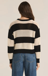 Z SUPPLY BROADBEACH STRIPE CROPPED SWEATER - BLACK