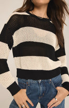 Load image into Gallery viewer, Z SUPPLY BROADBEACH STRIPE CROPPED SWEATER - BLACK
