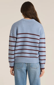 Z SUPPLY BOYFRIEND STRIPE SWEATER - LIGHT DENIM