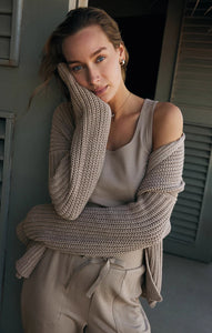 Z SUPPLY SUTTON RIB CARDIGAN - HEATHER TAUPE