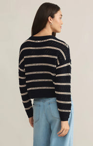 Z SUPPLY ESTERO STRIPE CROPPED SWEATER - ECLIPSE