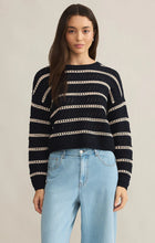 Load image into Gallery viewer, Z SUPPLY ESTERO STRIPE CROPPED SWEATER - ECLIPSE
