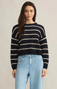 Z SUPPLY ESTERO STRIPE CROPPED SWEATER - ECLIPSE