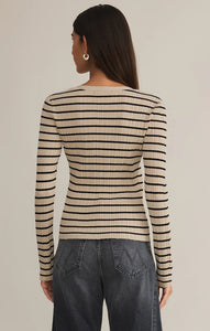 Z SUPPLY JORDANA STRIPE SWEATER - SANDSHELL