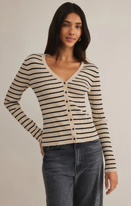 Z SUPPLY JORDANA STRIPE SWEATER - SANDSHELL