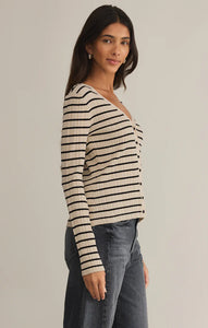 Z SUPPLY JORDANA STRIPE SWEATER - SANDSHELL