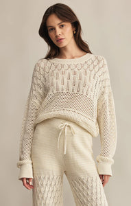 Z SUPPLY RUE CROCHET SWEATER - SEA SALT