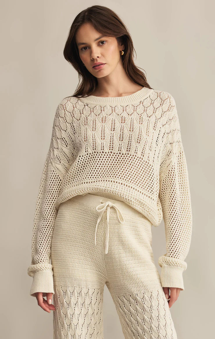 Z SUPPLY RUE CROCHET SWEATER - SEA SALT