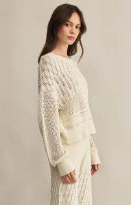 Z SUPPLY RUE CROCHET SWEATER - SEA SALT