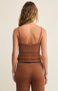 Z SUPPLY TAY CROCHET CROPPED TANK - TEAKWOOD