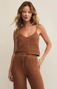 Z SUPPLY TAY CROCHET CROPPED TANK - TEAKWOOD