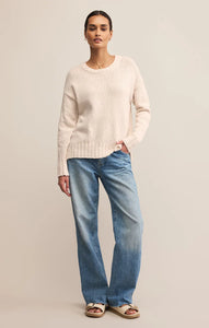 Z SUPPLY BECK TEXTURED COTTON SWEATER - CRYSTAL