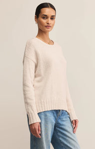 Z SUPPLY BECK TEXTURED COTTON SWEATER - CRYSTAL
