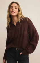 Load image into Gallery viewer, Z SUPPLY LOOKING GLASS CROCHET POLO SWEATER - SANDALWOOD
