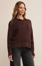 Load image into Gallery viewer, Z SUPPLY LOOKING GLASS CROCHET POLO SWEATER - SANDALWOOD
