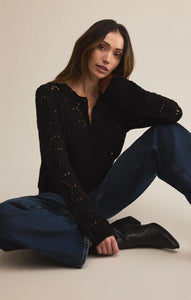 Z SUPPLY ROSALYN DIAMOND SWEATER CARDIGAN - BLACK