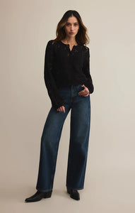 Z SUPPLY ROSALYN DIAMOND SWEATER CARDIGAN - BLACK