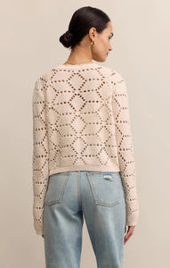 Z SUPPLY ROSALYN DIAMOND SWEATER CARDIGAN - CRYSTAL