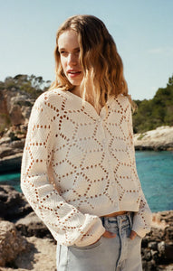 Z SUPPLY ROSALYN DIAMOND SWEATER CARDIGAN - CRYSTAL