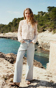 Z SUPPLY ROSALYN DIAMOND SWEATER CARDIGAN - CRYSTAL