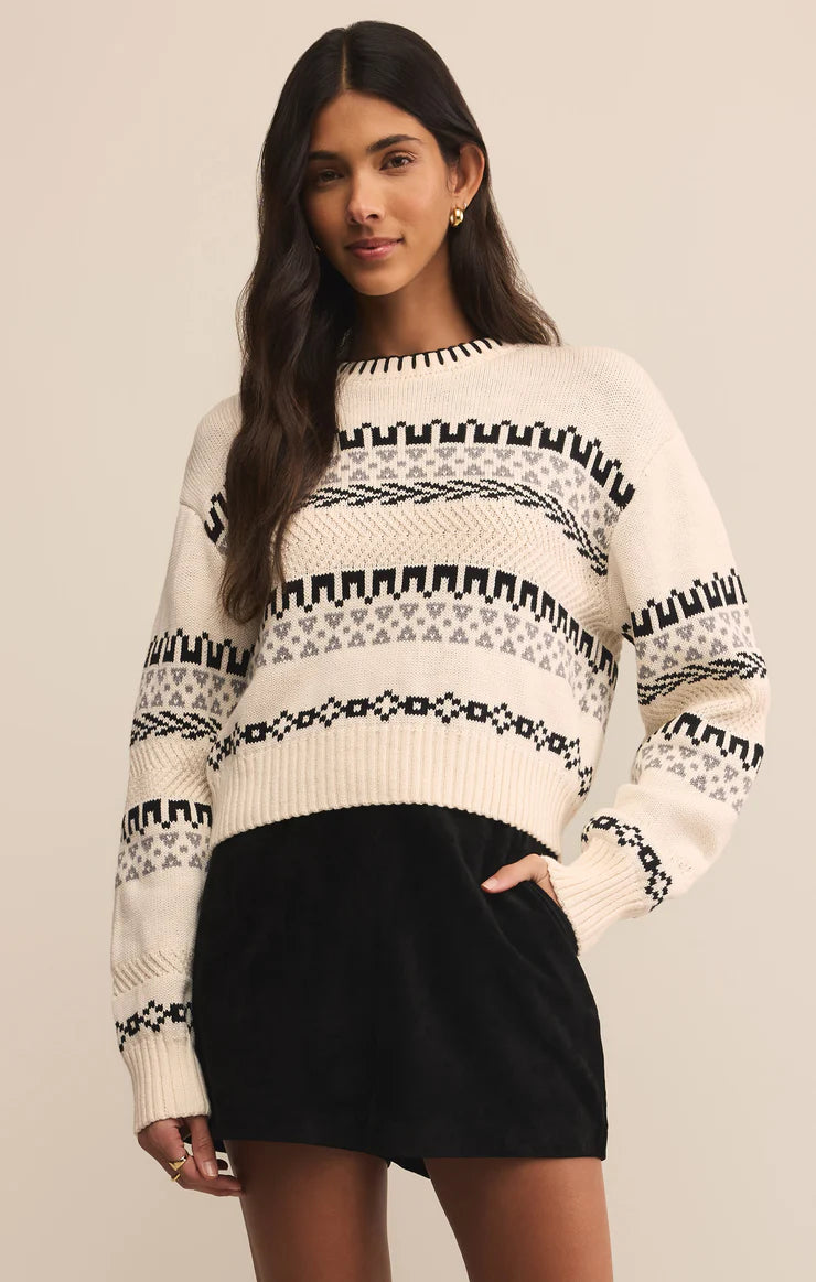 Z SUPPLY PERCI FAIR ISLE SWEATER - CRYSTAL
