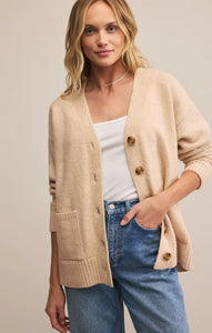 Z SUPPLY THEO V-NECK CARDIGAN - CHAMPAGNE HEATHER