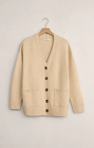 Z SUPPLY THEO V-NECK CARDIGAN - CHAMPAGNE HEATHER
