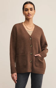 Z SUPPLY THEO V-NECK CARDIGAN - SUEDE