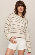 Load image into Gallery viewer, Z SUPPLY DARBY STRIPE POINTELLE SWEATER - SANDSTONE
