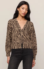 Load image into Gallery viewer, Z SUPPLY ALL THE WILD ZEBRA CARDIGAN - DARK CHOCOLATE
