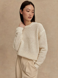 VARLEY GRADY BOUCLE KNIT SWEATER - COCONUT MILK