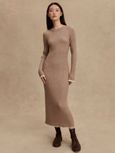 Load image into Gallery viewer, VARLEY AXEL RIB KNIT MIDI DRESS - LIGHT TAUPE MARL

