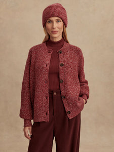 VARLEY PATRICIA RIB CARDIGAN - RED FLECKED