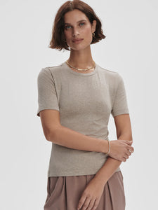 VARLEY REGINA FITTED TEE - TAUPE MARL