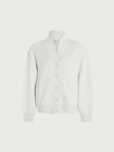 VARLEY CELESTE BUTTON THROUGH SWEAT - IVORY MARL