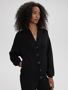 VARLEY CELESTE BUTTON THROUGH SWEAT - BLACK