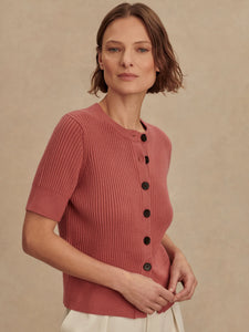 VARLEY MICHA SHORT SLEEVE CARDIGAN - MAUVEWOOD