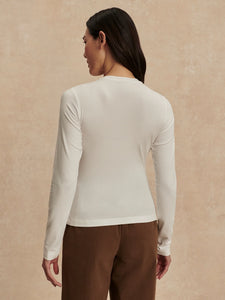 VARLEY EDNA LONG SLEEVE FITTED TEE - WHITE