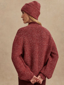 VARLEY PATRICIA RIB CARDIGAN - RED FLECKED