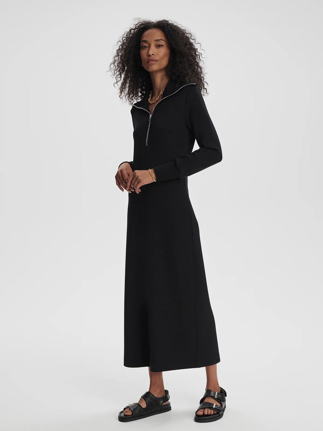 VARLEY ALEXIS MIDI DRESS - BLACK