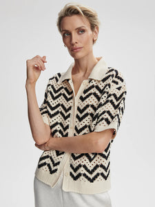 VARLEY ANAIS CROCHET POLO SHIRT - BIRCH