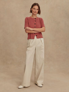 VARLEY MICHA SHORT SLEEVE CARDIGAN - MAUVEWOOD