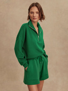 VARLEY HAWLEY HALF-ZIP SWEAT - VERDANT GREEN