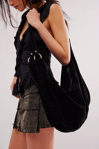 FREE PEOPLE ROMA SUEDE TOTE BAG - BLACK