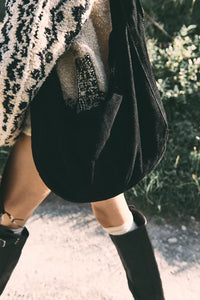 FREE PEOPLE ROMA SUEDE TOTE BAG - BLACK