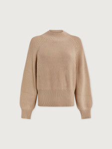 VARLEY MARTINA HIGH-NECK RIB KNIT - CEMENT